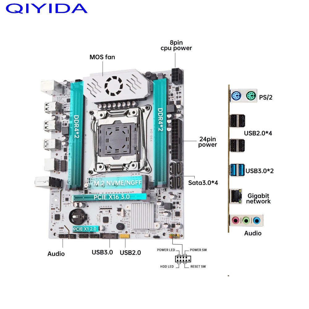 QIYIDA X99 Motherboard set LGA 2011-3 kit combo Xeon E5 2640 V4 CPU