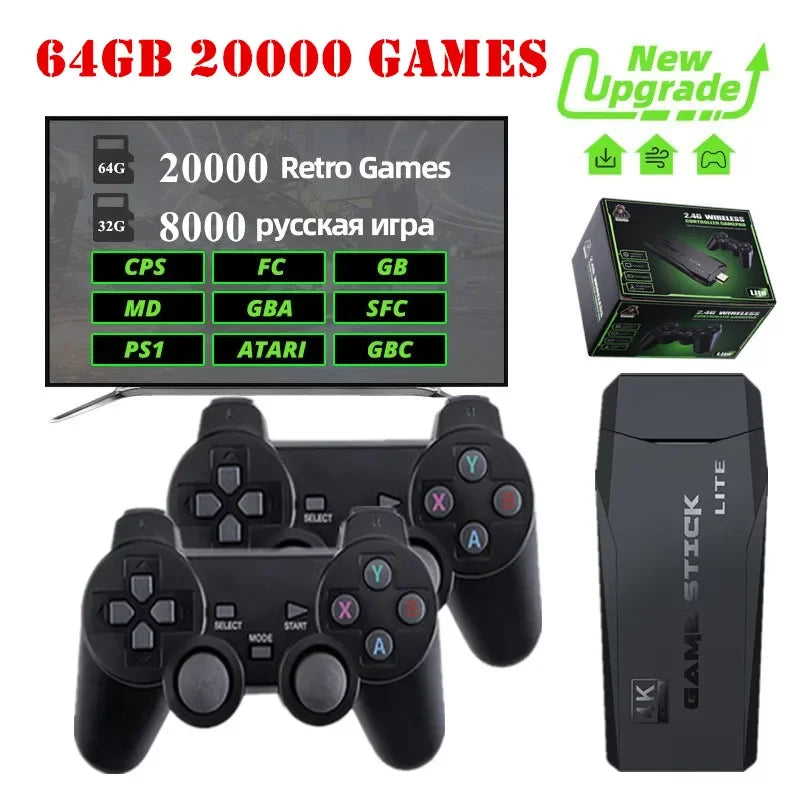 Video Game Console 2.4G Double Wireless Controller Game Stick 4K 20000