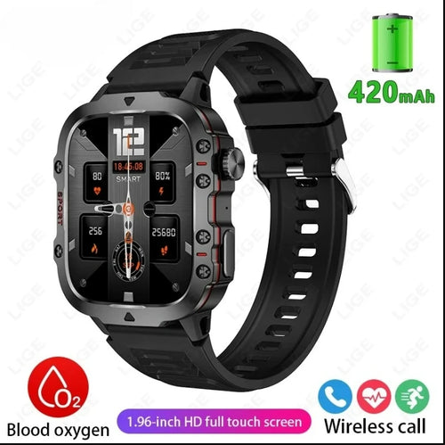 Xiaomi New Rugged Military Black Smart Watch Men For Android Ios 3ATM