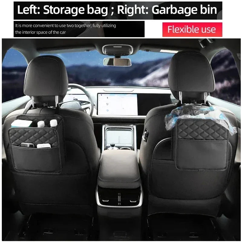 2024 Multi-functional car seat storage bag Leather storage bag Garbage