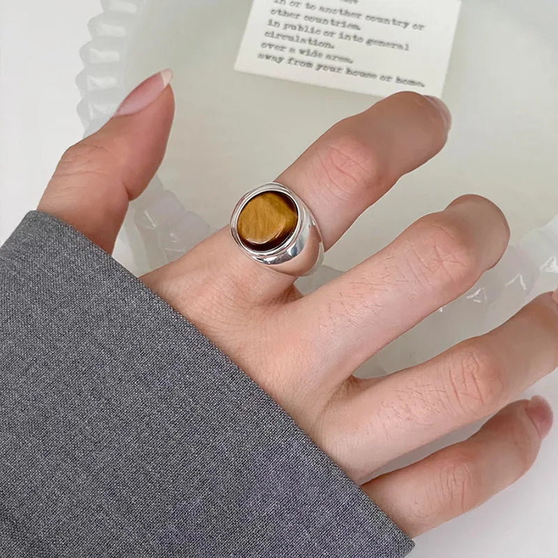 INS Minimalist Silver Color Irregular Wrinkled Surface Finger Rings