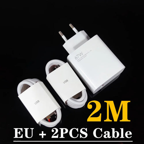 Original Xiaomi 67W Turbo Fast Charger EU Plug 6A Type C Cable For Mi