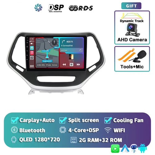 Android 14 Carplay Auto WIFI+4G Car Radio For Jeep Cherokee 5