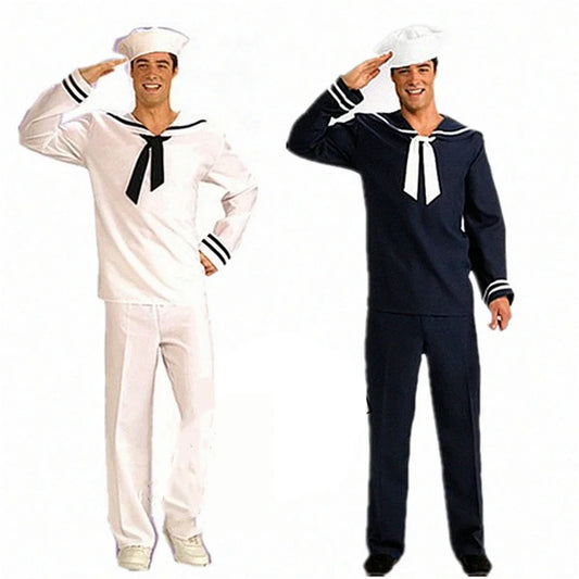 Cosplay Navy Sailor Suit Set Costumes Halloween Adults White Blue