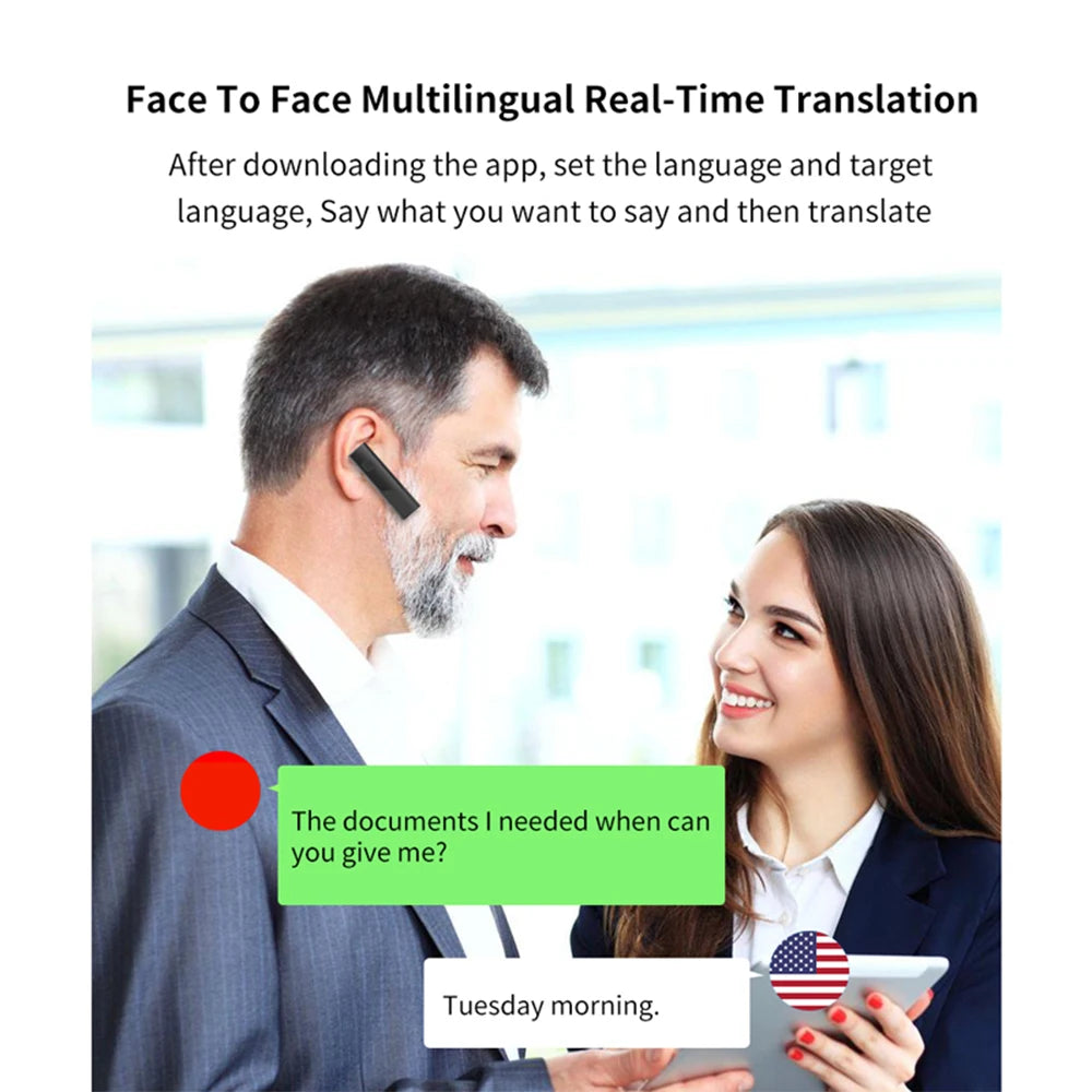 New Translation Earphones Bluetooth 5.0 Wireless Business Earbuds 80+