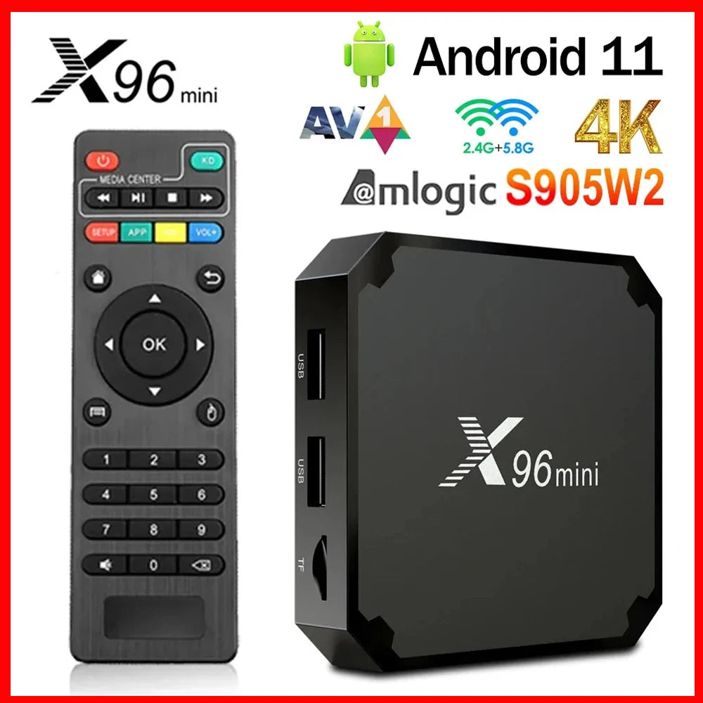 X96 Mini Amlogic S905W2 Set Top Box 2.4G/5G WiFi Android 11.0 Smart TV