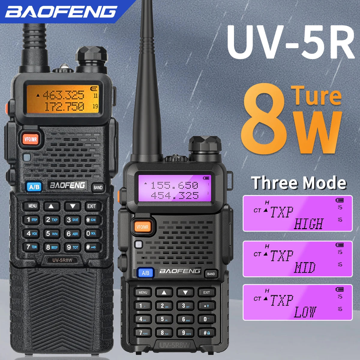 Baofeng Walkie Talkie UV 5R 5W 8W Dual Band Ham Two Way Radio Vhf Uhf