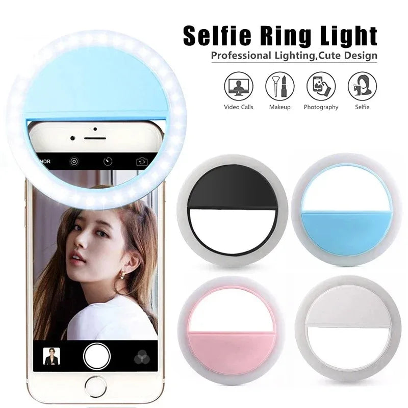 LED Light Ring USB Charge Portable Circle Clip-on LED Selfie Fill