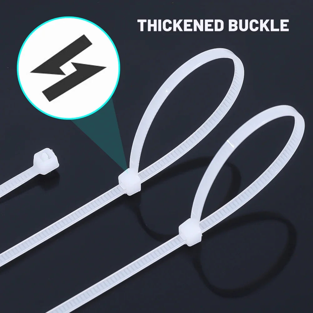 200/100Pcs Nylon Cable Ties Adjustable Self-locking Cord Ties Straps