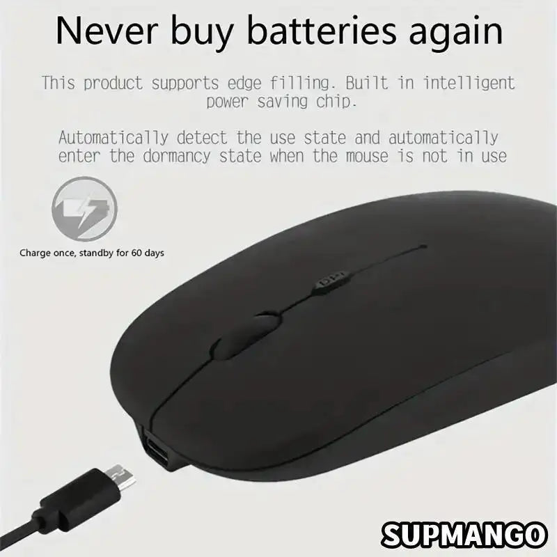 Rechargeable Wireless Mouse With 2.4GHz USB 1600DPI Mouse for Computer