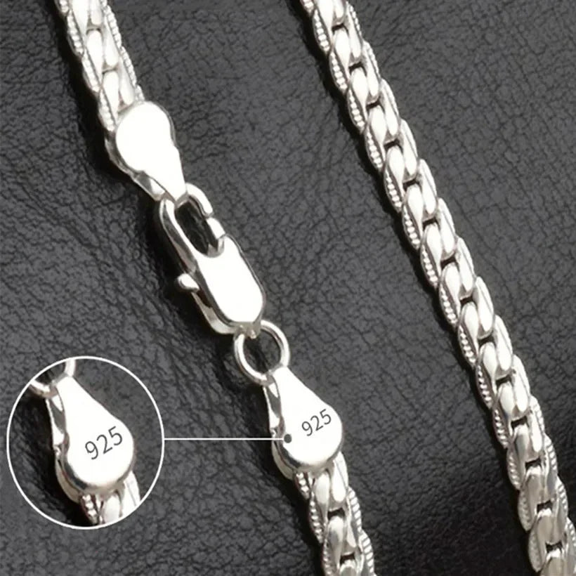 20-60cm Silver Color Luxury Brand Design Noble 6mm Necklace Chain For