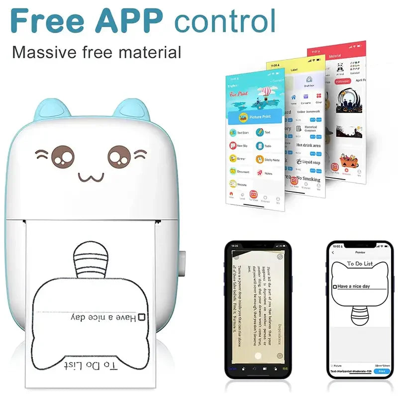 Portable Mini Pocket Printer With Wireless Inkless Printing For Photos