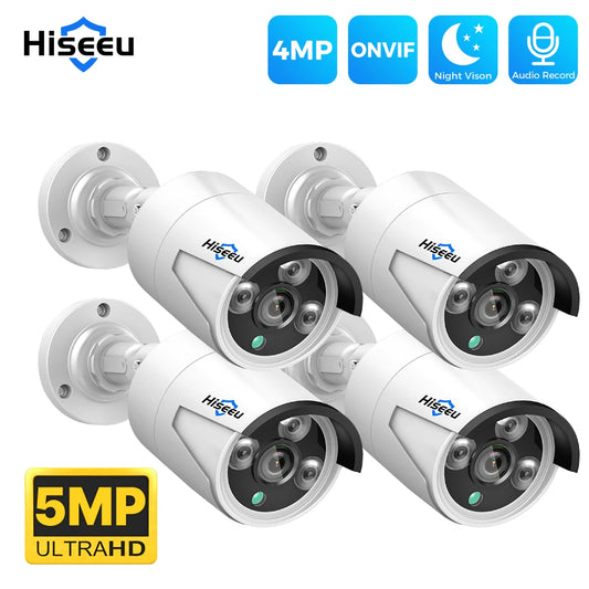 Hiseeu 4MP 5MP POE IP CCTV Camera ONVIF Audio H.265  Video Waterproof