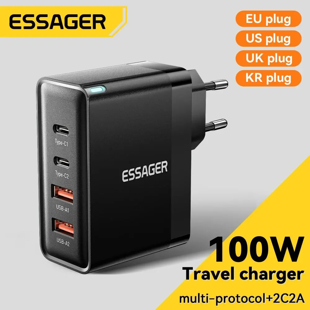 Essager 100W GaN USB Type C Caricabatterie PD QC Quick Charge 4.0 3.0