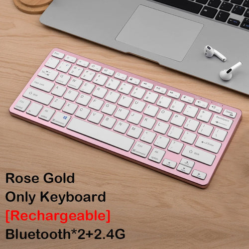 Bluetooth 5.0 & 2.4G Wireless Keyboard and Mouse Combo Mini Multimedia