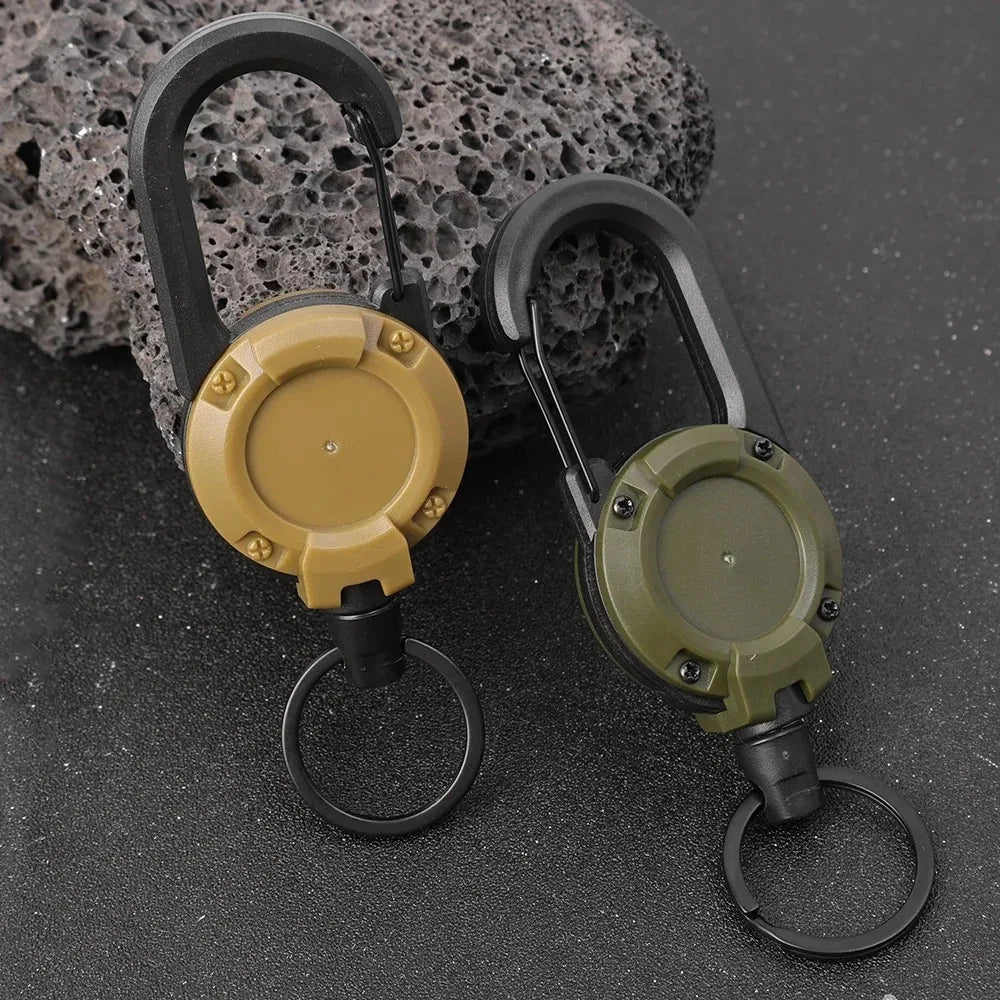 Retractable Heavy Duty Pull Reel Carabiner Key Chains Strong Steel
