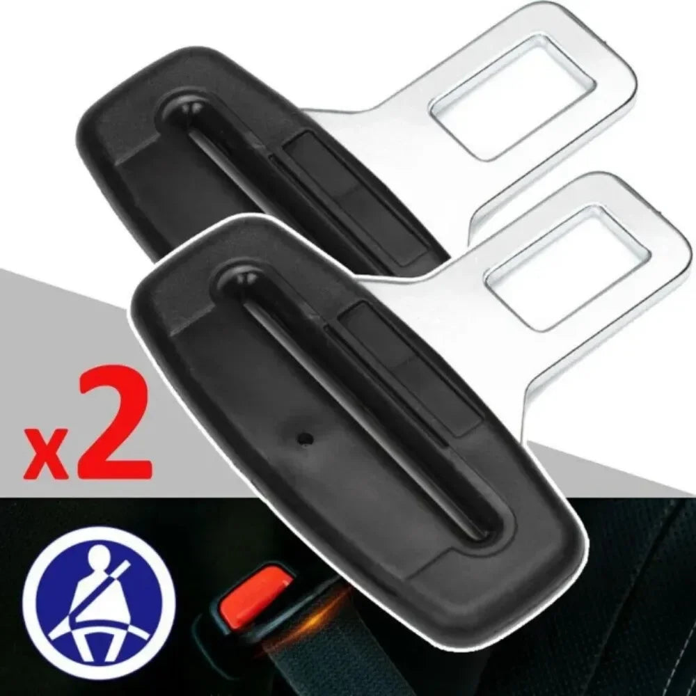 2pcs Car Safety Belt Lock Universal Adjustable Black Straight Lock