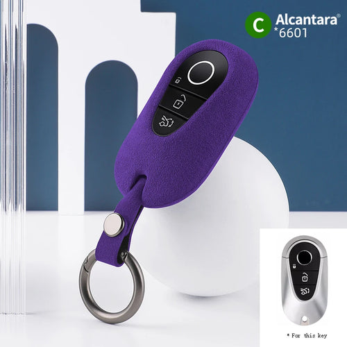 Alcantara Car Key Case Cover Holder Key Shell Buckle For 2023 Mercedes