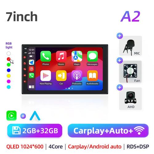 2Din Android 7"/9"/10" QLED IPS Car Radio Autoradio 2 Din Universal