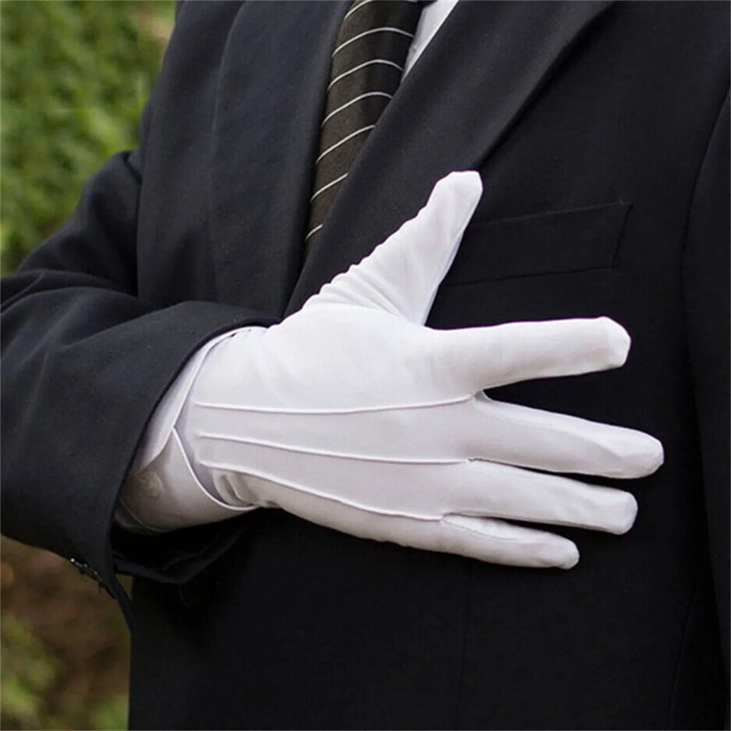 1pair White Cotton Gloves Men Formal Tuxedo Uniform Gloves Honor Guard