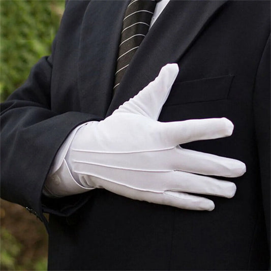 1pair White Cotton Gloves Men Formal Tuxedo Uniform Gloves Honor Guard