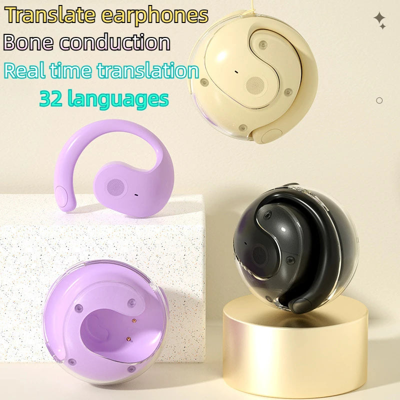 Bluetooth 5.4 Earphones Ear Hook TWS Wireless Translation Device Voice