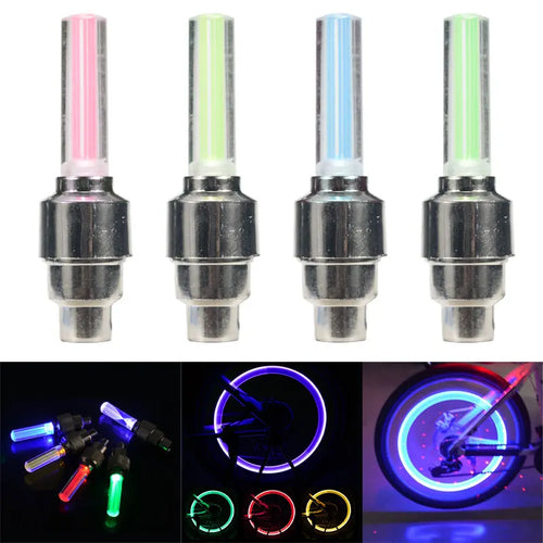 4Pcs Motorcycle Car Bicycle Tire Valve Caps Light LED Valve Cover Neon