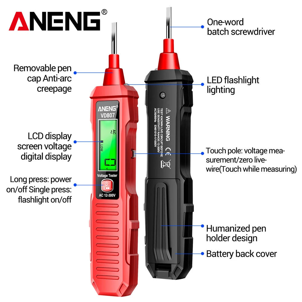 ANENG VD807 Digital Voltage Detectors Electric Tester Pen AC 24-300V