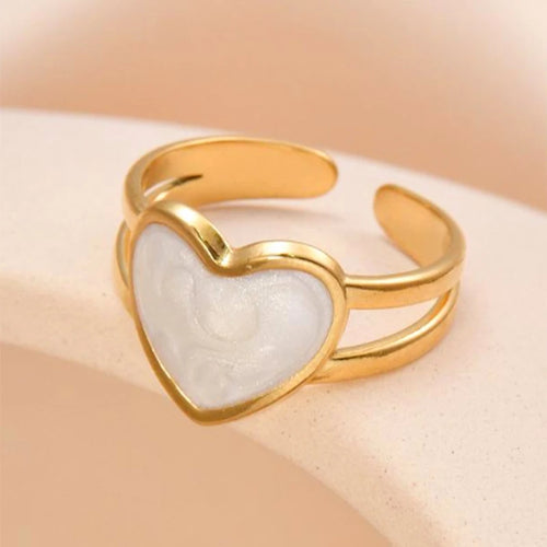 Letdiffery Retro Gold Color Double Oil Drip Open Rings Stainless Steel