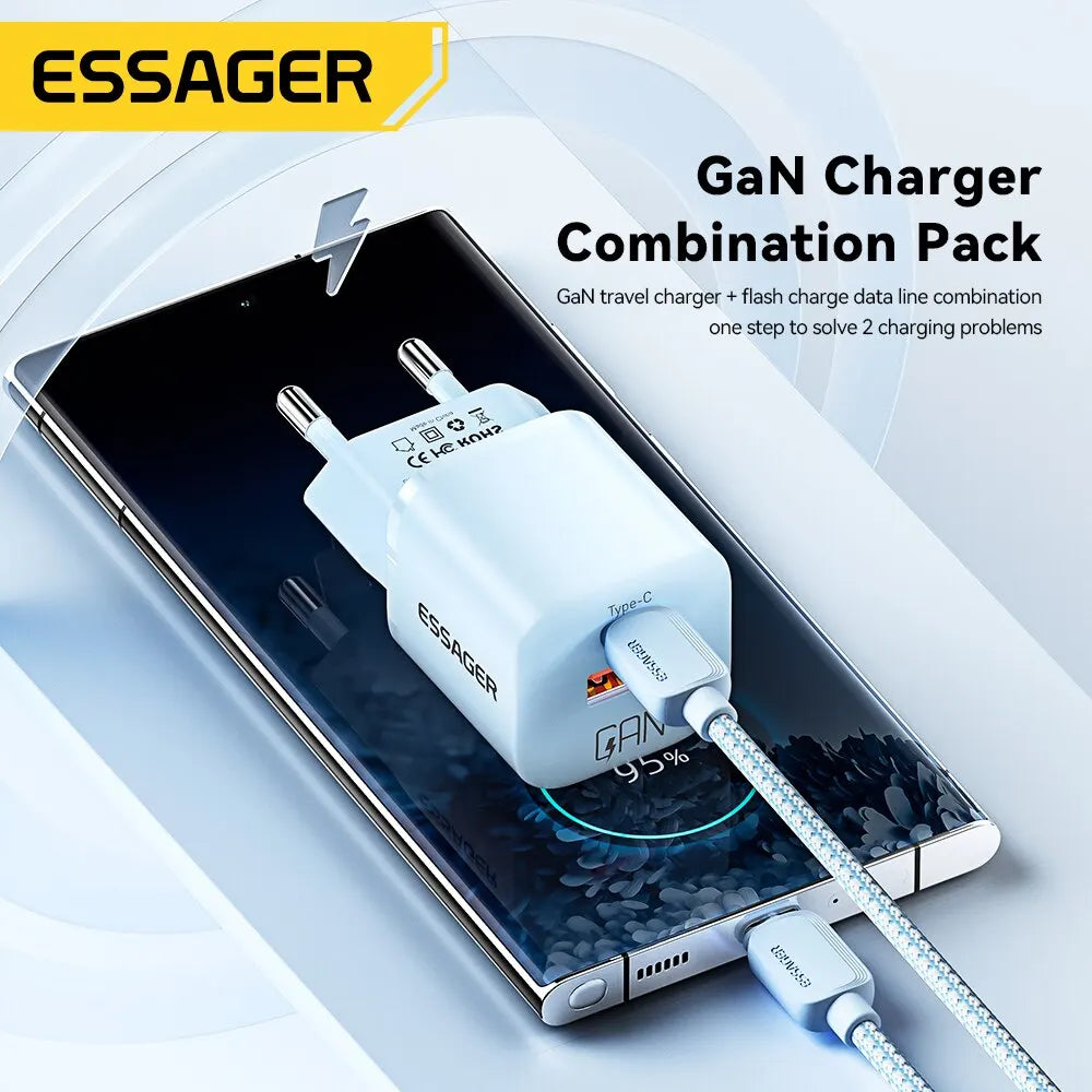Essager 20W GaN USB Type C Charger PD Fast Charge Phone QC 3.0 Quick