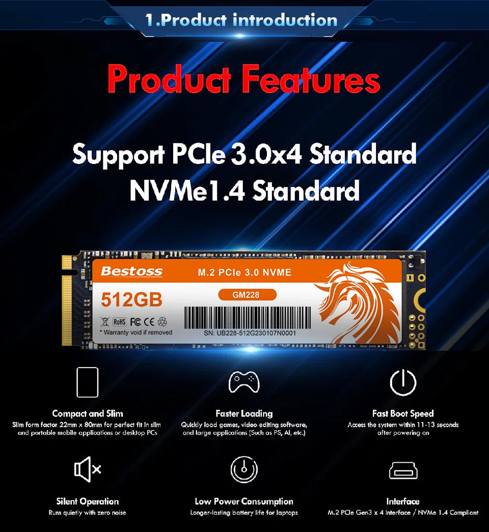 Bestoss Nvme M2 Ssd 1tb Notebook Ssd Nvme M2 256gb Diy Gaming Computer