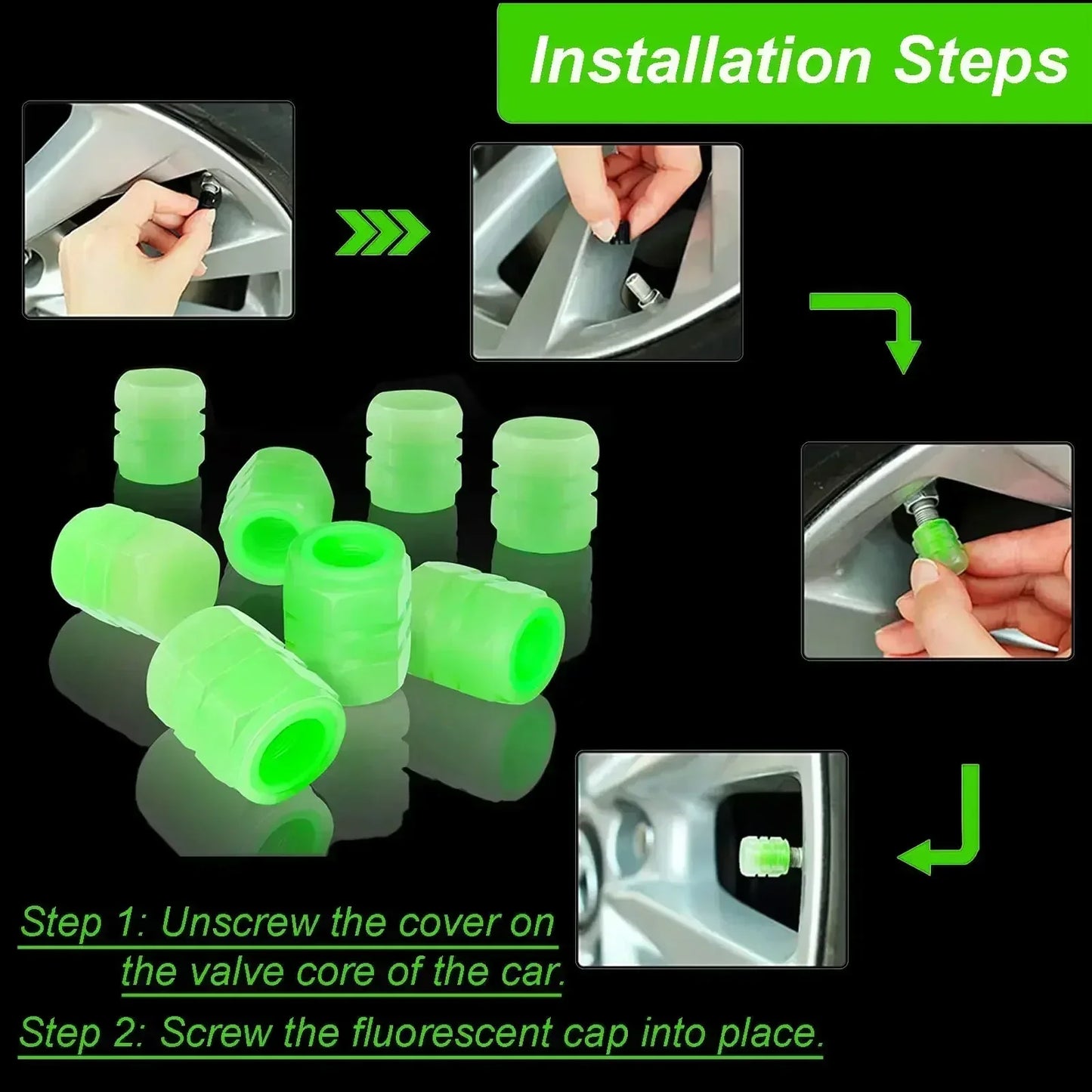 12Pcs Luminous Valve Motorcycle Bicycle Bike Car Wheel Tyre Hub Cap