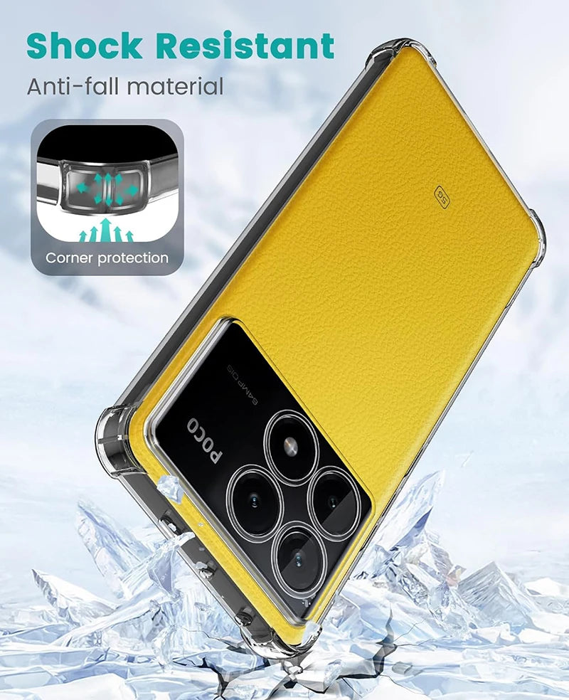 Shockproof Silicone Soft Clear Case For Xiaomi POCO X6 X5 X4 X3 M6 M4