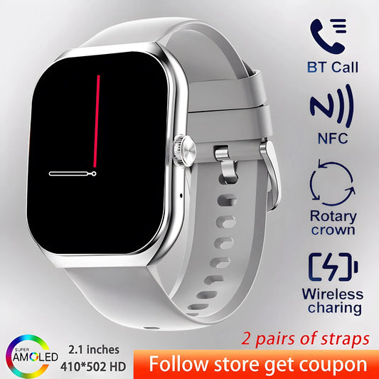 2024 New Men Smart Watch HD Bluetooth Call 2.1 Inch AMOLED Screen GPS
