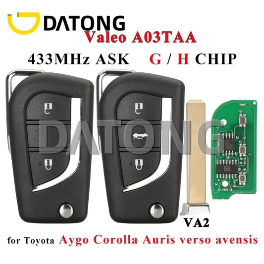 CHANKey VA2 Flip Remote Car Key Fob 433MHz H-8A For Toyota Aygo