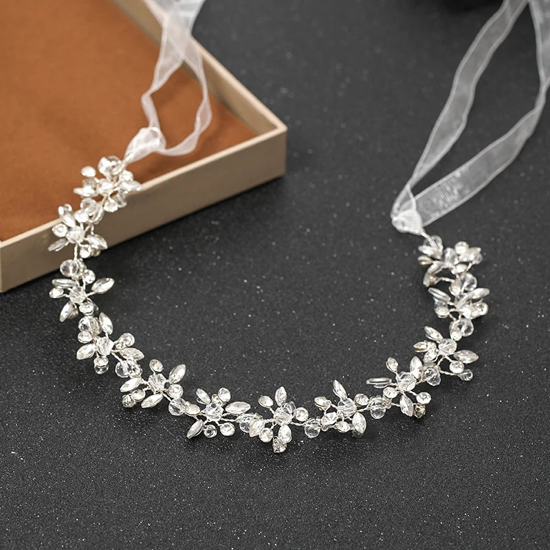 Handmade Silver Color Women Bridal Headbands Crystal Rhinestone