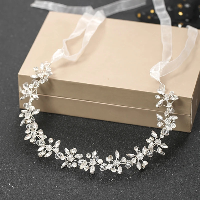 Handmade Silver Color Women Bridal Headbands Crystal Rhinestone