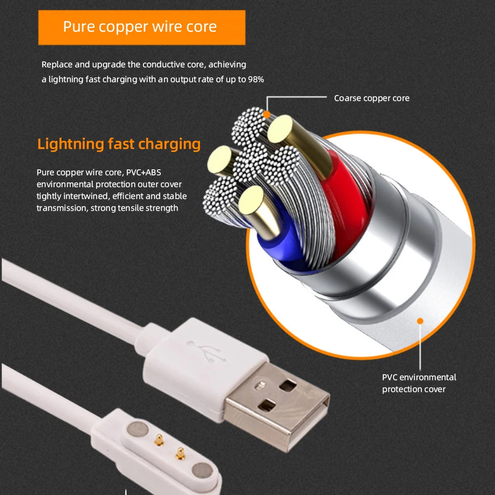2 Pin 4 Pins USB Charging Cable Universal Smart Watch Charger Magnetic