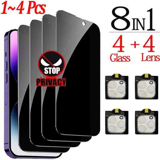 Anti-Spy Glass For iPhone 16 15 14 13 Pro Max Privacy Screen