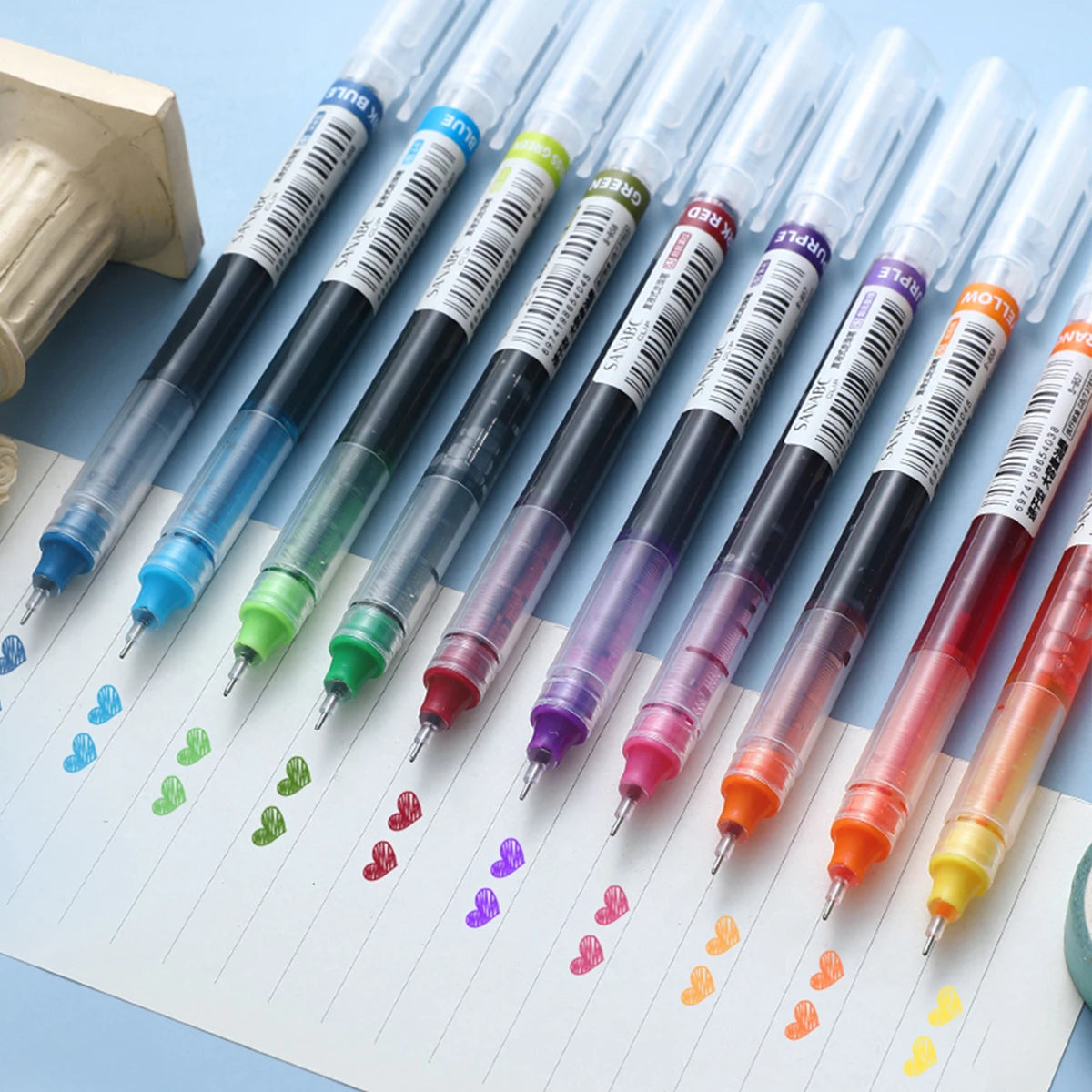 10 Pcs Large Capacity Quick Drying Needle Tip Colored Gel Pen 0.5mm