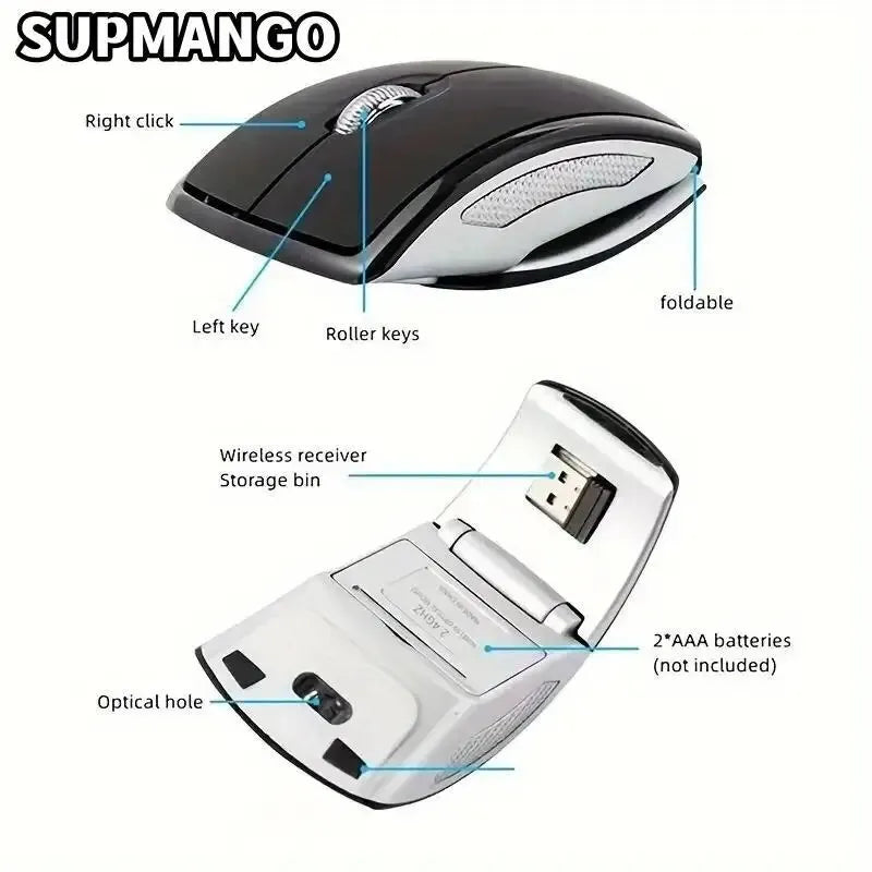 2.4G Wireless Mouse Portable Computer Foldable Mouse Mini FoldMice For