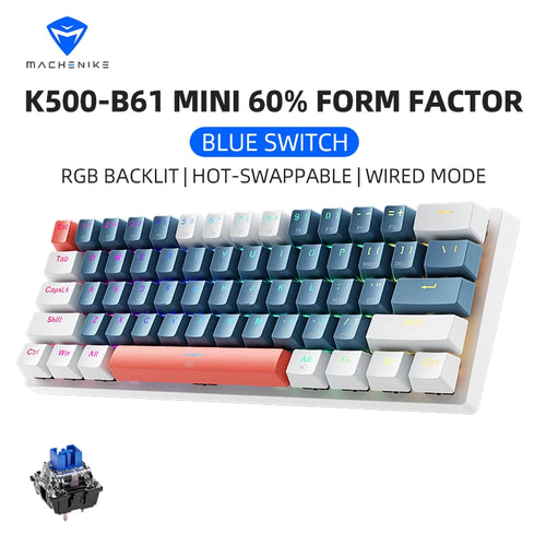 Machenike K500-B61 Mini Mechanical Keybaord 60% Form Factor 61Keys