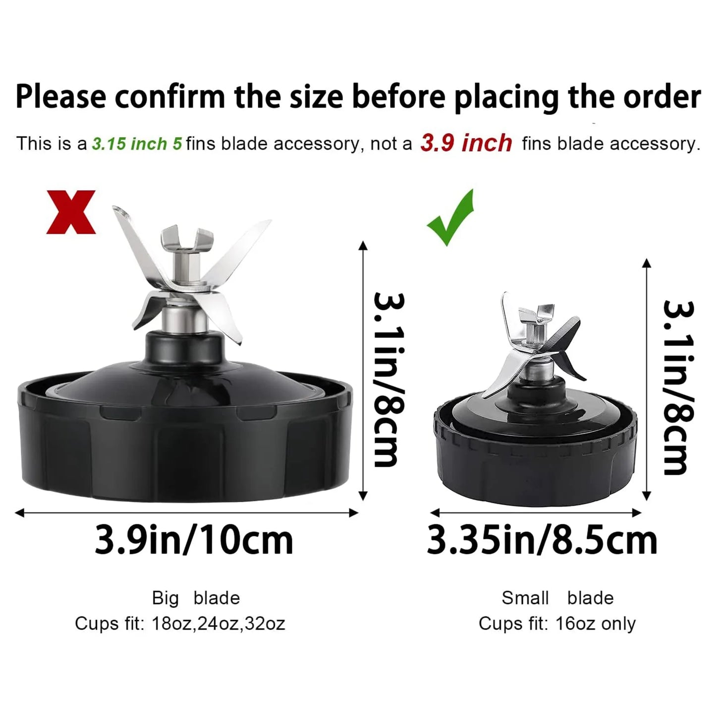 5 Fins Blender Blade for Ninja Blender QB3000, QB3000SSW-30,