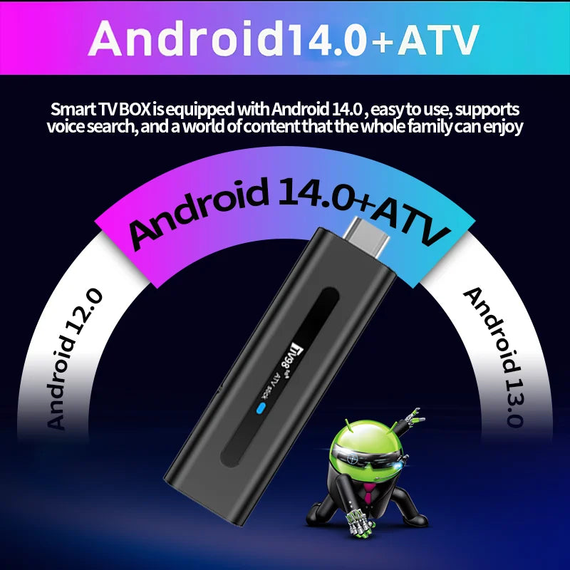 TV98 ATV 8K Smart TV Stick Android 14 ATV Allwinner H313 2.4G 5G Wifi