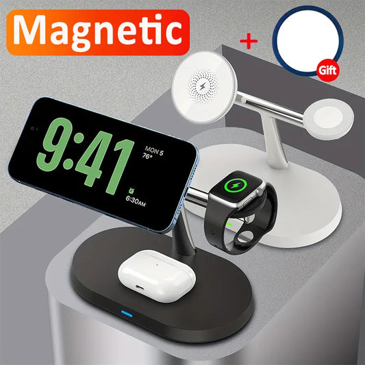 3 In 1 Magnetic Wireless Charger Stand for iPhone 15 14 13 12 Pro Max