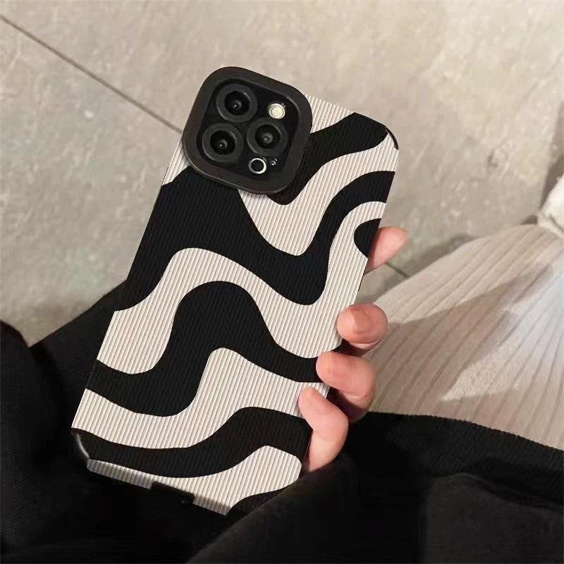 Shockproof Zebra Stripe Silicone Case For iPhone 14 15 16 Pro Max