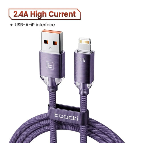 Toocki USB Cable for iPhone 14 13 12 Pro Max 2.4A Fast Charging