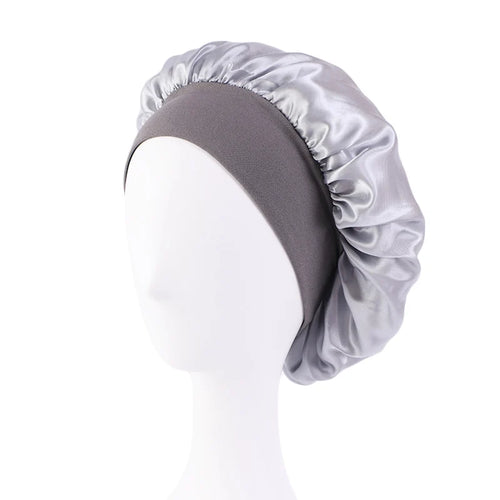 New Women's Satin Solid Wide-brimmed Sleeping Hat Unisex Head Wrap