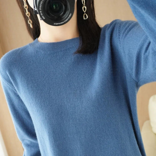Autumn And Winter Cashmere Sweater Women's Crew Neck Pullover Casual