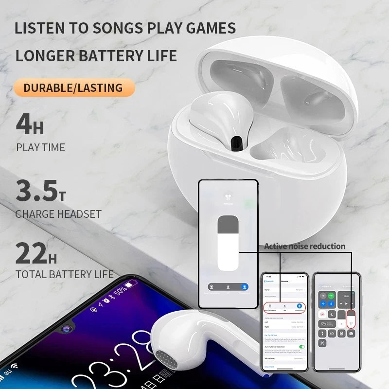 Original Air Pro 6 TWS Wireless Bluetooth Earphones Mini Pods Earbuds